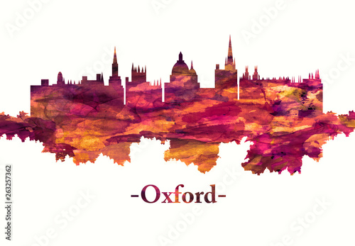 Oxford England skyline in red