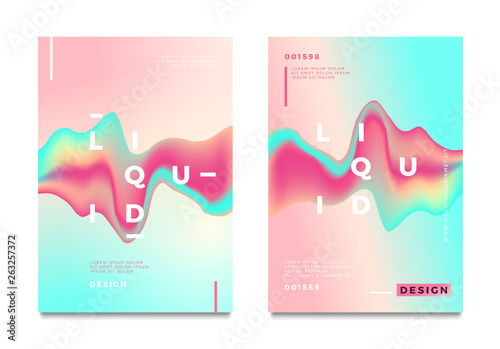 Abstract gradient poster and cover design. Colorful fluid liquid shapes. Vector illustration.