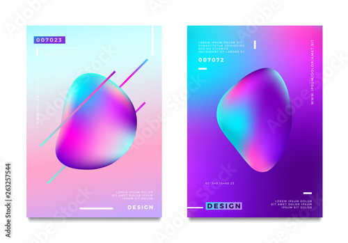 Abstract gradient poster and cover design. Colorful fluid liquid shapes. Vector illustration.
