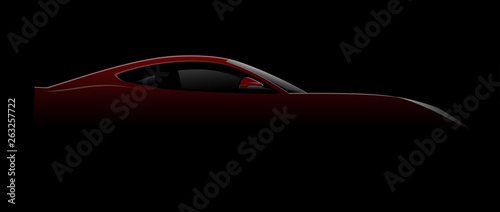 Red Sport Car Logo Abstract Lines on Black Background. Vector illustration