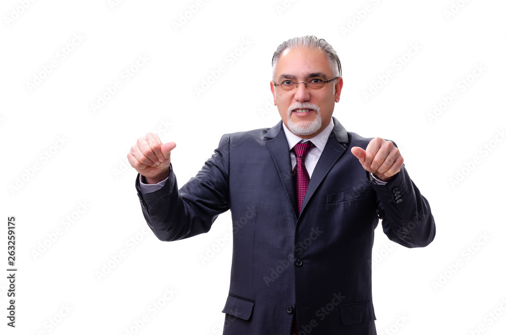 Aged businessman employee isolated on white Aged businessman employee isolated on white