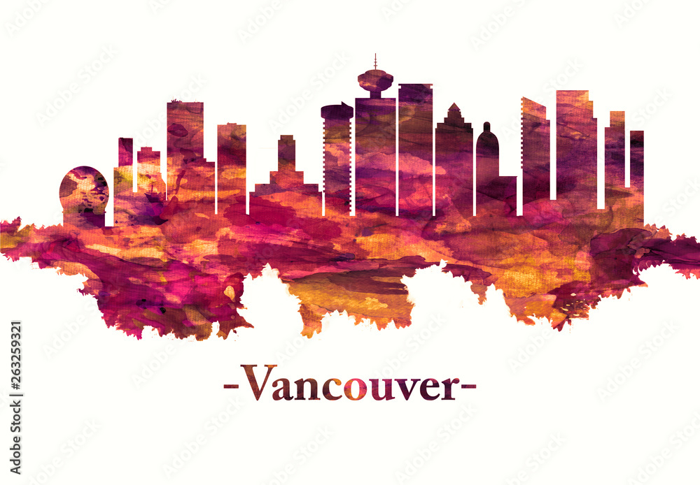 Vancouver Canada skyline in red
