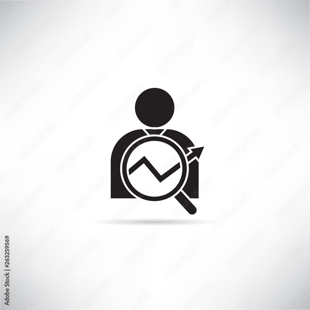 analyst icon, human and magnifier glass analyst icon, human and magnifier glass
