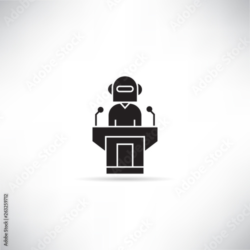 robot chairman and speaker on podium icon