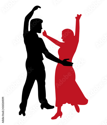 Couple dancing sevillanas part 1. Silhouettes in vector