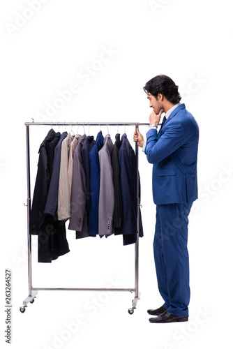 Young handsome businessman in clothing concept 
