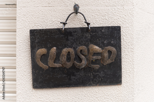 Closed sign in a shop