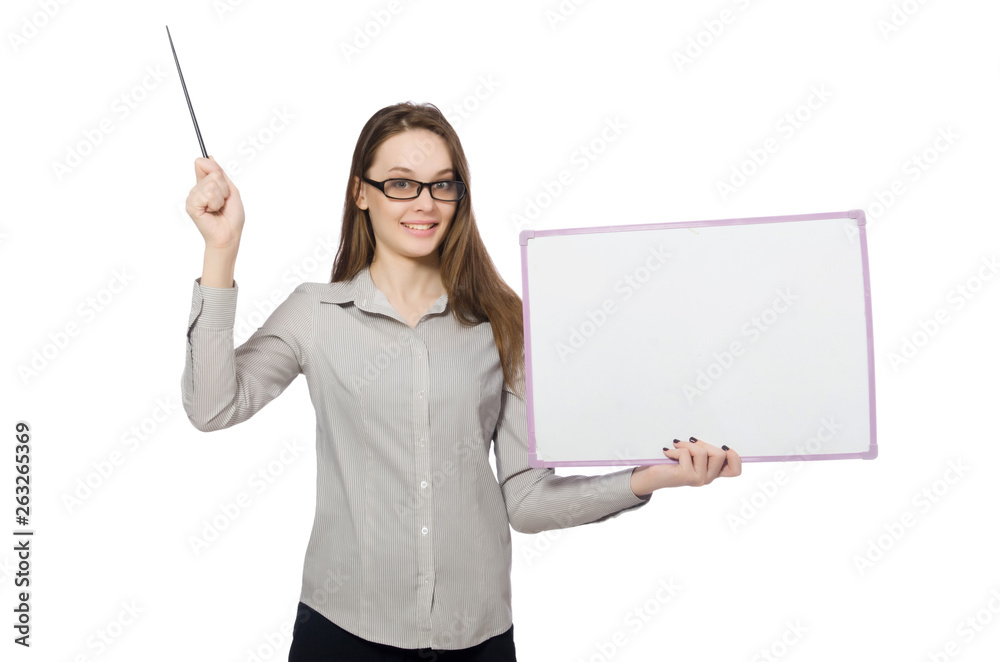 Woman in business concept isolated on white Woman in business concept isolated on white