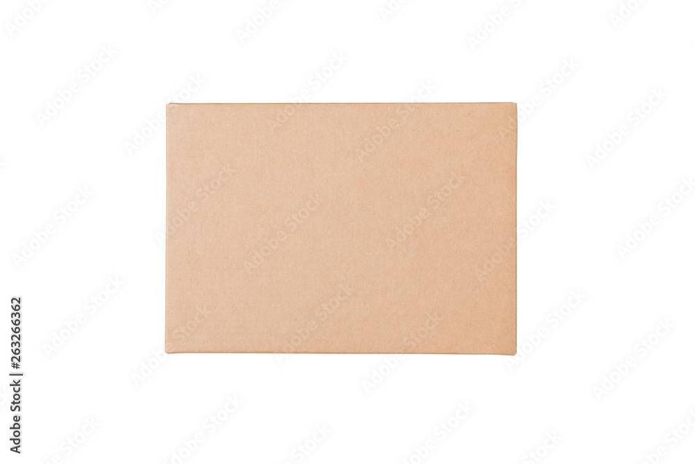 Kraft brown rectangular gift box isolate on white background