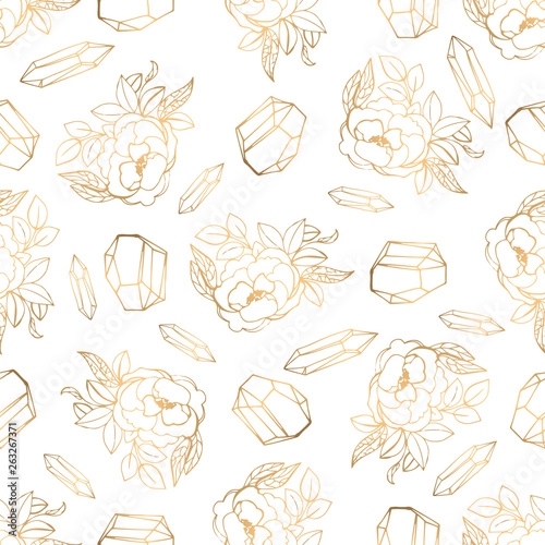 Hand drawn seamless pattern with jewerly and floral elements
