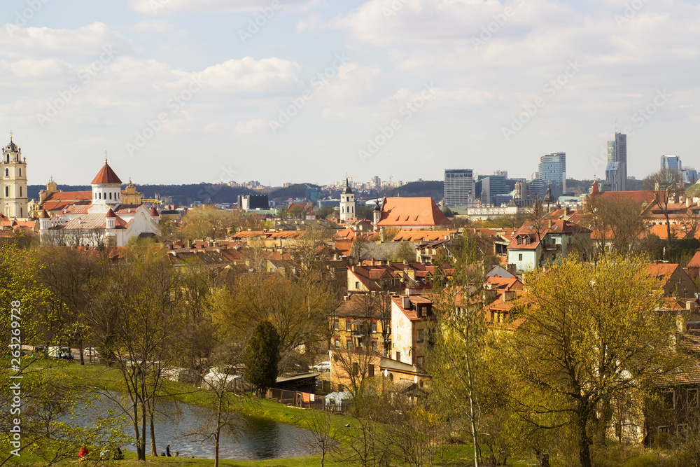 Panoramic City View Vilnius, Lithuania. Spring time