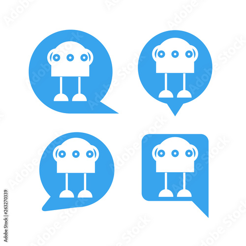 robot in blue speech bubble icons, chat bot © bigpa