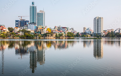 West Lake view and Hanoi cityscape  Vietnam