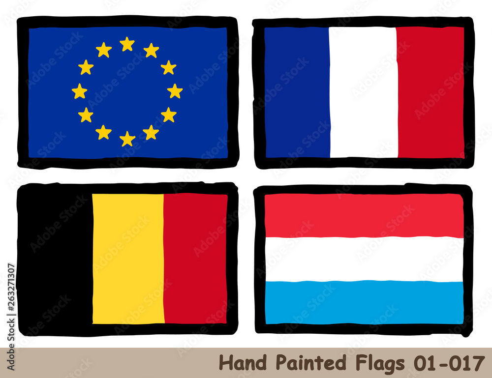 手描きの旗アイコン 欧州旗 フランスの国旗 ベルギーの国旗 ルクセンブルクの国旗 Flag Of The Eu France Belgium Luxembourg Hand Drawn Isolated Vector Icon Stock Vector Adobe Stock