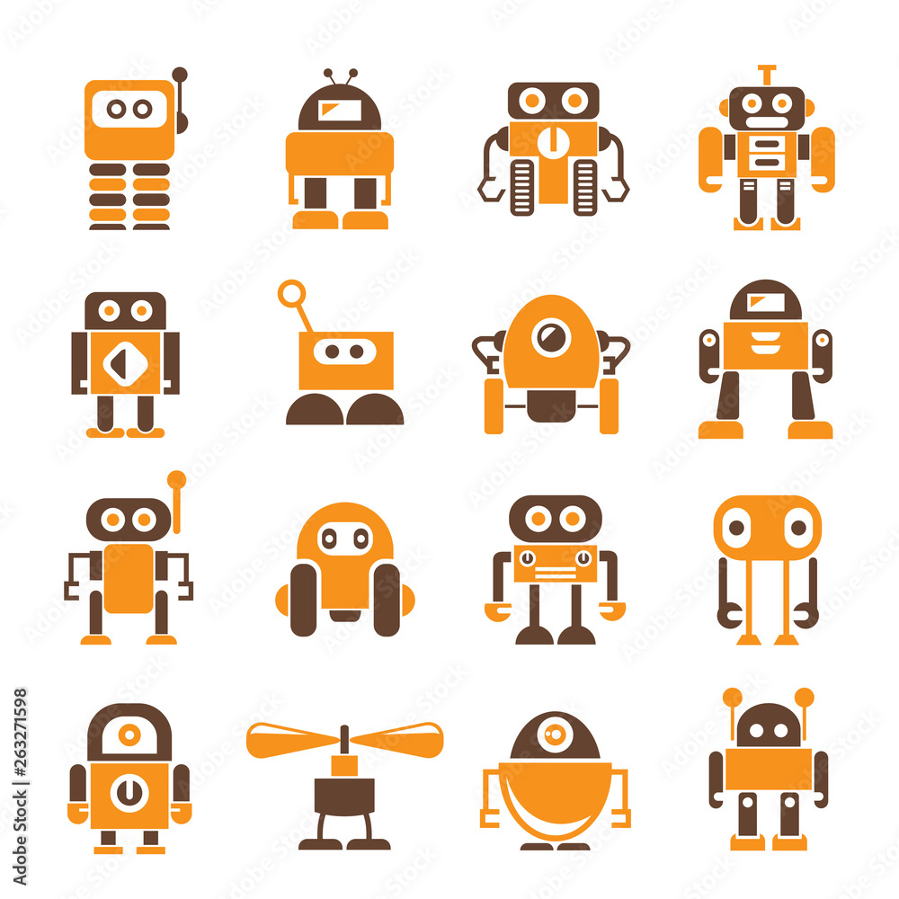 Obraz premium robot character icons orange color theme