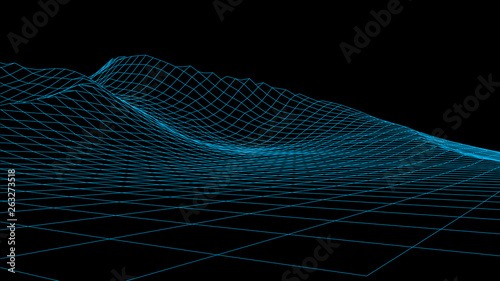 Abstract vector wireframe landscape. Abstract mesh background. Polygonal mountains. Vector illustration.