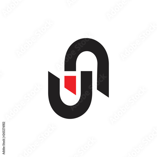 abstract letter nu simple geometric line logo vector