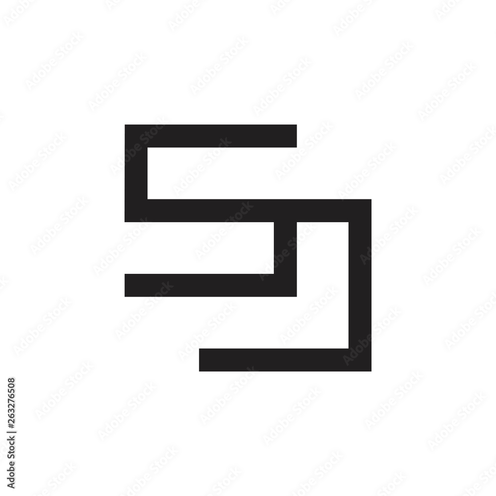 abstract letters sc geometric line logo vector