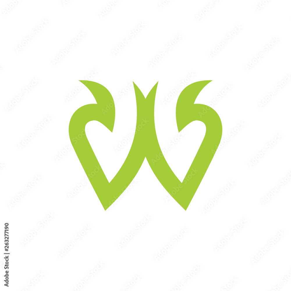 abstract letter w curves simple logo vector