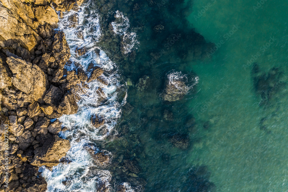 Sea waves breaking in the reefs and coast of Sonabia, Spain, Cantabrian sea Sea waves breaking in the reefs and coast of Sonabia, Spain, Cantabrian sea