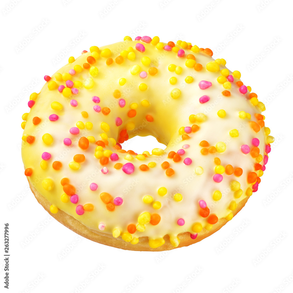 Yellow donut isolated on white Yellow donut isolated on white