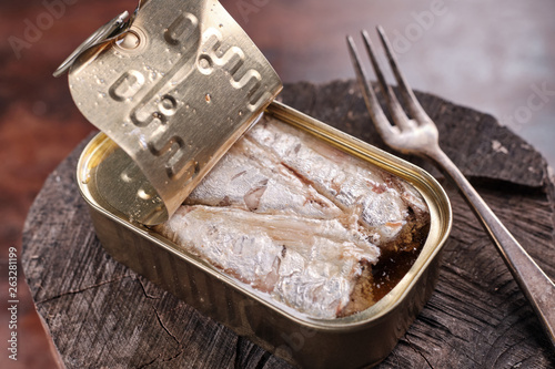 Close up of can of sardines