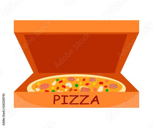 Traditional Italian Pizza Vector Flat Illustration