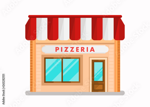 Pizzeria Modern Building Flat Vector Illustration