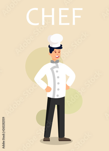 Professional Chef in Uniform Flat Vector Character