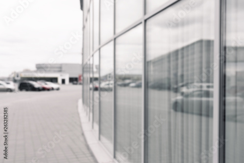 blurred photo of modern glass shopping mall