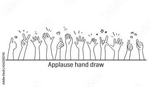 Applause hand draw, vector illustration on white background. Doodle
