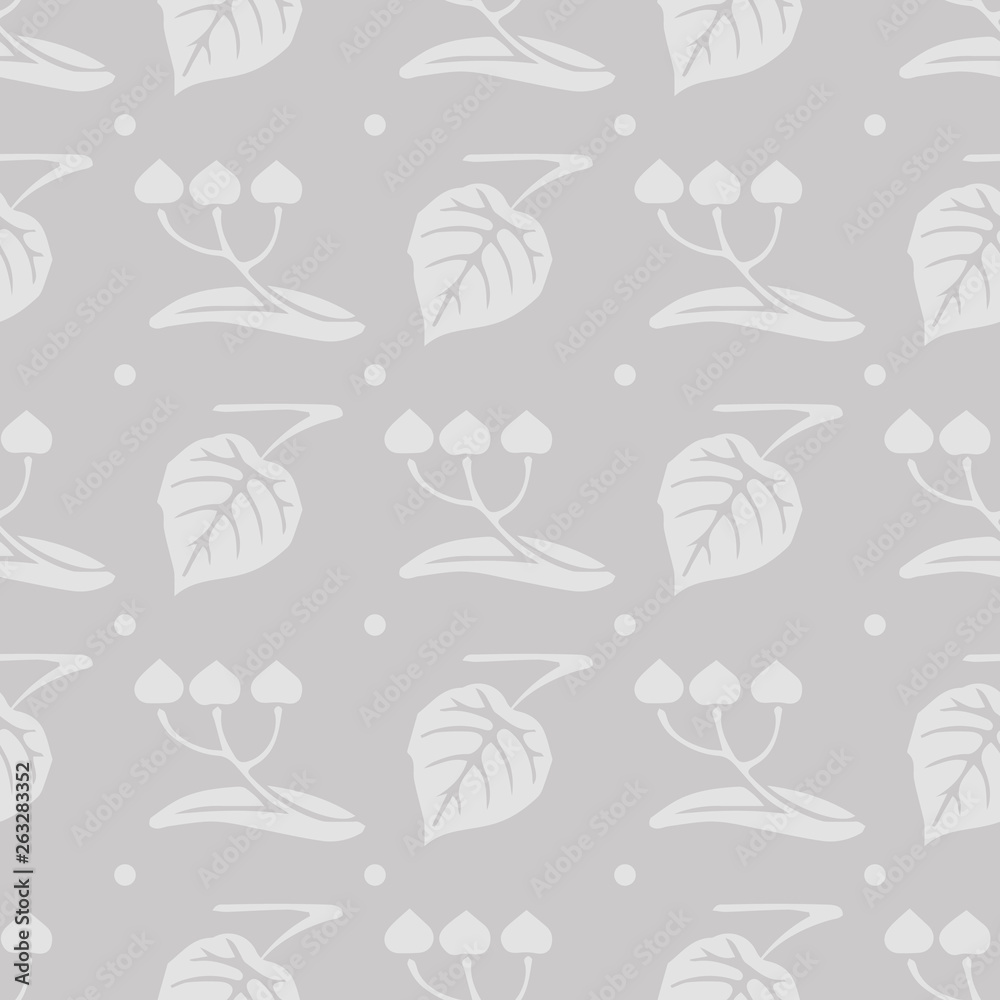 flowers and leaves seamless herb retro pattern