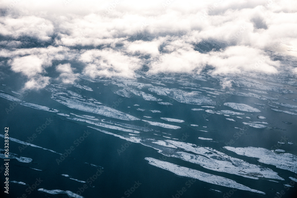 Fototapeta premium Arial View of Islands in Lofoten Archipelago in the Arctic Circle in Norway