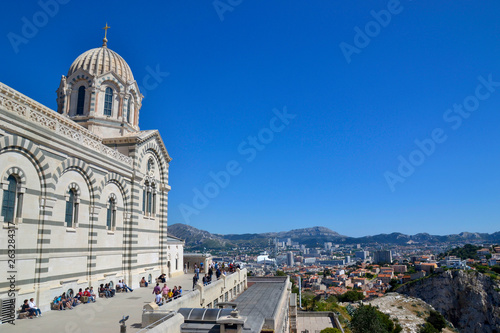 View on the city of Marseille from Basilique Notre Dame de la Garde, France