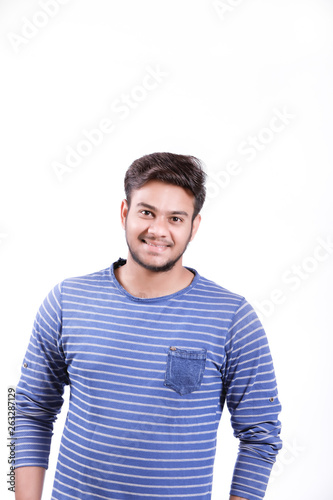 Young Indian model over white background