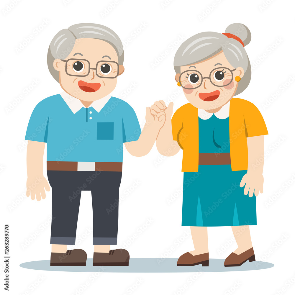 Grandpa and grandma standing together. Two old persons man and woman of retirees. Grandpa and grandma standing together. Two old persons man and woman of retirees.