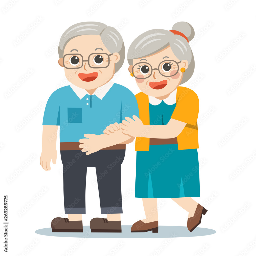 Grandpa and grandma standing together. Two old persons man and woman of retirees. Grandpa and grandma standing together. Two old persons man and woman of retirees.