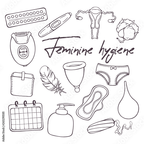 Vector illustrations on the feminine hygiene theme.