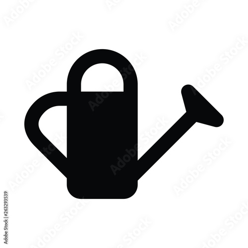 A black and white vector silhouette of a watering can