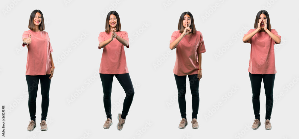 Set of brunette woman