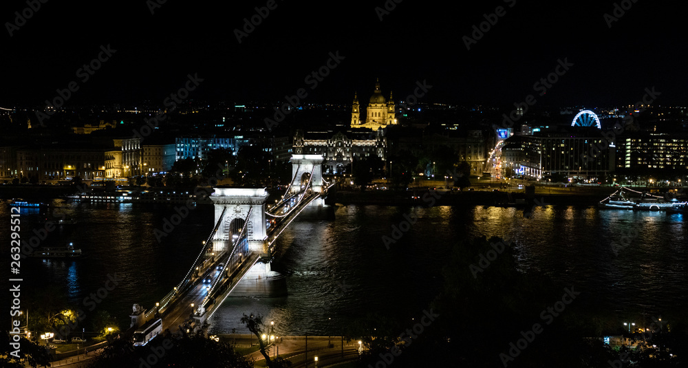View of the Bridge of the Cadentas and the Cathedral from the viewpoint located in the Buda Castle, Budapest, Hungary