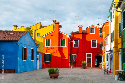 Colorful architecture in Burano island, Venice, Italy.