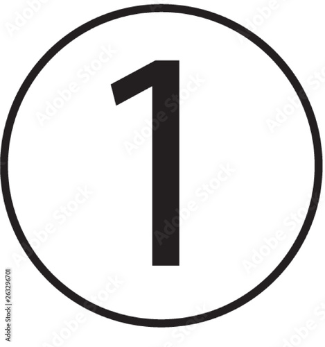 number one on white background