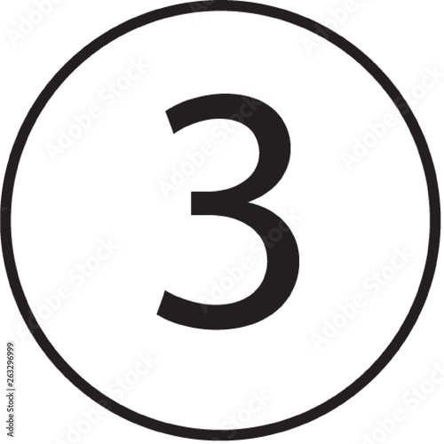 number three on white background
