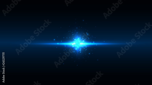 Blue linear sparkle light splash with explosion