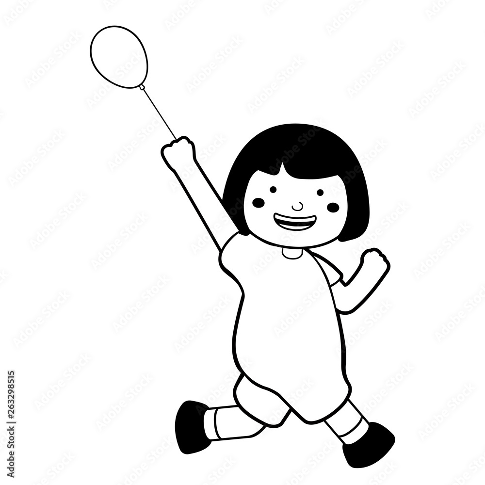 Happy girl running with a balloon icon. Vector illustration design Happy girl running with a balloon icon. Vector illustration design