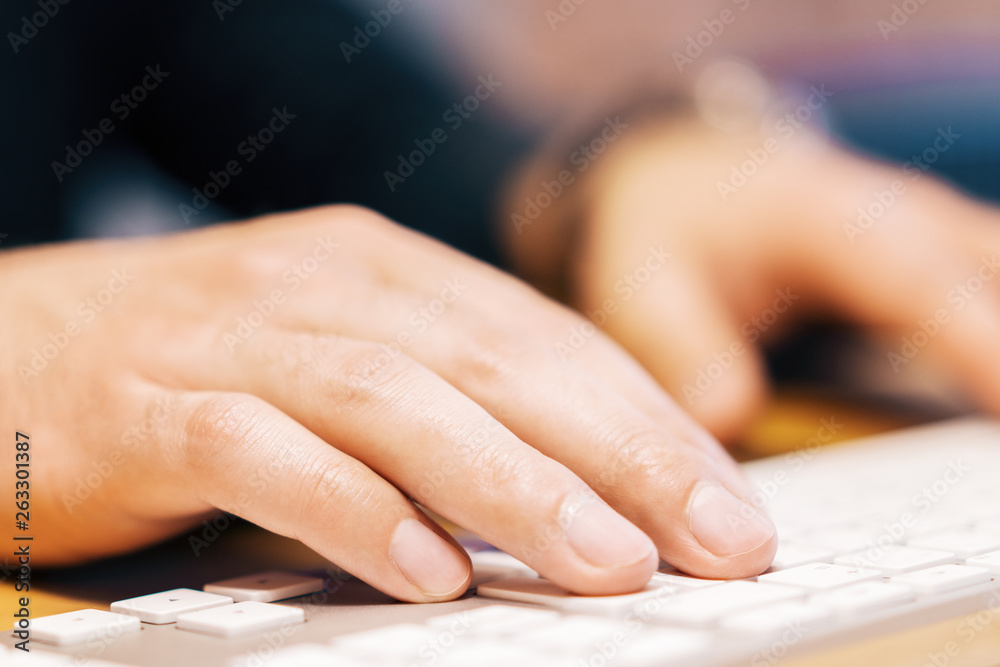 Closeup of businessman hands using keyboard Closeup of businessman hands using keyboard