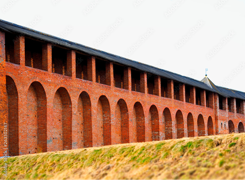 Fototapeta premium Castle walls in perspective architecture background