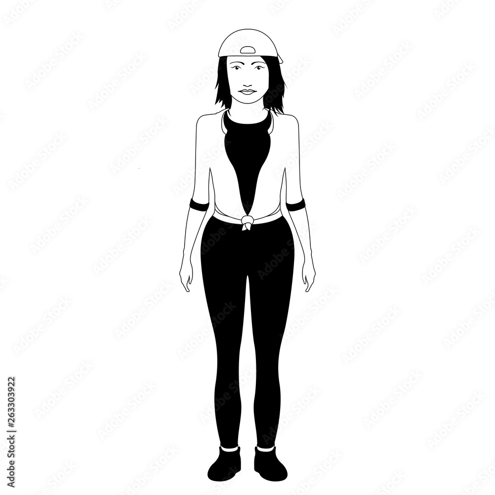 Isolated hipster girl with a hat. Vector illustration design Isolated hipster girl with a hat. Vector illustration design