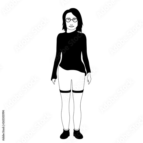 Isolated hipster girl with glasses. Vector illustration design